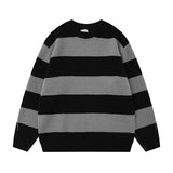 Jinquedai outfits for men 2024 Autumn New Contrast Color Striped Knitted Design Men and Women Couple Casual round Neck Sweater jinquedai