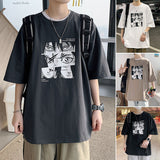 Jinquedai fall outfits men Short-Sleeved T-shirt Men's 2024 New Summer Couple's Inner Half-Sleeved T-shirt Student Base Loose Top Ins jinquedai