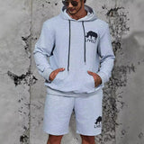 Jinquedai winter outfits men Daily Home Comfortable Simple Basic Printed Hooded Sweater Drawstring Shorts Two-Piece Set MC11-MA1 jinquedai