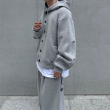 Jinquedai fall outfits men Myq Hooded Sweater Cardigan Coat Men's Spring Wide Leg Casual Pants Two-Piece Korean Casual Sports Suit jinquedai