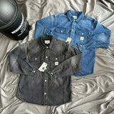 Jinquedai carhartt jacket outfit New Heavy Washed Pocket Workwear Denim Shirt Loose American Retro Coat Jacket jinquedai