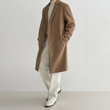 Jinquedai old money outfits men Men's Woolen Coat Mid-Length Autumn and Winter Korean Style Loose British Style Thick Woolen Trench Coat jinquedai