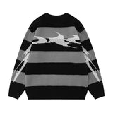 Jinquedai outfits for men 2024 Autumn New Contrast Color Striped Knitted Design Men and Women Couple Casual round Neck Sweater jinquedai