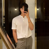 Jinquedai fall outfits men Lapel Short-Sleeved Polo Shirt Men's Summer T-shirt Korean-Style Slim-Fit Trendy 2024 New All-Match T-shirt Top jinquedai