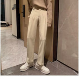 Jinquedai black men fashion swag Draping Straight Suit Pants Men's Solid Color Anti-Wrinkle Loose Wide-Leg Pants Korean Style Non-Ironing Mop Pants jinquedai