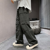 Jinquedai fall outfits men Overalls Men's Autumn and Winter New Loose Straight Casual Pants Men's Japanese Men's Fashion Brand Wide Leg Overalls Men's Casual Pants jinquedai