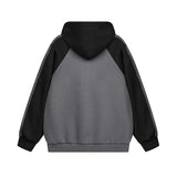 Jinquedai fall outfits men Hip Hop Vintage Printed Couple Hooded Sweater Autumn Hiphop Contrast Color Raglan Coat Men's and Women's Top jinquedai