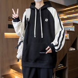 Jinquedai fall outfits men Hooded Sweater Men's Spring and Autumn Youth Contrast Color Stitching Clothes Trendy Handsome Junior High School Coat jinquedai