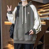 Jinquedai fall outfits men Hooded Sweater Men's Spring and Autumn Youth Contrast Color Stitching Clothes Trendy Handsome Junior High School Coat jinquedai