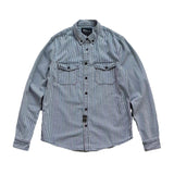 Jinquedai classy outfits men Ameikaji Retro Classic Re-Washed Denim Striped Shirt Men's Spring and Autumn Long Sleeve Cotton Loose Shirt jinquedai