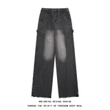 Jinquedai 2024 Spring New Fashion Side Zipper Casual Jean Pants Men High Street Loose Straight Pant Mens Vintage All-match Trousers jinquedai