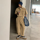 Jinquedai 2024 Spring Summer Men's Jumpsuit Solid Overalls Loose Cargo Pants Vintage Fashion Casual Khaki Male Clothing jinquedai