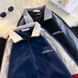 Jinquedai  Korean Patchwork Jacket Varsity Jackets Harajuku Streetwear Color Block Windbreaker Men Women Coat jinquedai