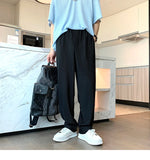 Jinquedai Summer Pleated Pants Men Fashion Oversized Ice Silk Pants Men Japanese Streetwear Loose Straight Pants Men Casual Trousers jinquedai