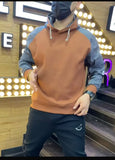 Jinquedai Trendy Color Blocked Hooded Sweatshirt Men's Autumn New Style Fashionable Loose Top Casual Jacket jinquedai