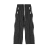 Jinquedai  Y2K Wide Leg Pants with Side Zips Men Sweatpants Male Loose Casual Sport Red Black Trousers Zipper Split jinquedai