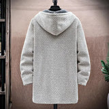 Jinquedai Men's Cardigan Cashmere Long Coat Sweaters with Hoods Autumn Winter New Fleece Warm Solid SweaterCoat Windbreaker Men Clothing jinquedai