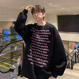 American Vintage Letter Print Sweatshirts Men Loose Oversized O Neck Sweatshirt Tops Korean Fashion Harajuku Streetwear Hoodie jinquedai