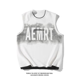 Jinquedai Hip Hop Street Men's Tank Tops Retro Gradient Letter Print Sleeveless Vest T-Shirt 2024 Summer Couple Tees Male Punk Tops jinquedai