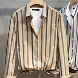 Jinquedai New High-end Striped Shirt Trend Long Sleeved Wrinkle Resistant and Iron Free Men's Business Casual Shirt jinquedai