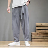 Jinquedai Spring Cotton Linen Pants Men Elastic Waist Casual Harem Pant Loose Sweatpants Traditional Chinese Trousers pantalons homme jinquedai