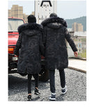 Jinquedai Korean Style Winter Long Parka Coat Men Woman Down Jacket Clothing Hooded Fur Collar Thicken Warm Leisure Lovers Overcoat jinquedai