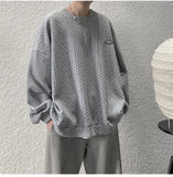 Korean Men Sweatshirts Hip Hop Solid Color Basic O Neck Oversized Pullovers  Autumn Fashion Casual Long Sleeve Tops jinquedai