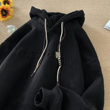 Fall Men's Hooded Sweatshirt Large Pockets Stereo Letters with Drawstring Hoodies Casual Daily Outing Couple Pullover Hoodie jinquedai