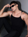 Jinquedai Metal Chain Strap Design Sleeveless T-shirts Men's Street Fashion Clothes 2024 Summer Male Tank Tops jinquedai