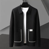 Jinquedai Autumn/Winter High end Fashion Men's Knitted Coat Designer's New Youth Simple Boutique Leisure Solid Color Sweater Cardigan jinquedai