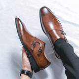 Jinquedai  New Leather Shoes for Men Monk Shoes Classic Brown Wedding Shoes for Men Fashion Casual Men Shoes Evening Dress Moccasins jinquedai