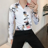 Jinquedai Shirts For Men White With Print Man Shirt Long Sleeve Printed New In Collar Asia S Korean Popular Clothes Trend Original Tops jinquedai