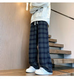 Green Plaid Pants Men Harajuku Winter Wide Leg Checked Trousers Male Oversize Big Size Casual Sweatpants Streetwear 8XL jinquedai