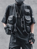 Techwear Black Cargo Biker Vest Without Sleeve Tank Tops Men Sleeveless Top Men  Clothing Japanese Streetwear Hip Hop jinquedai