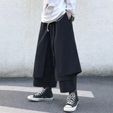 Jinquedai Fake Two-Piece Pants Men Male New Loose Wide-Leg Trousers Casual Straight Streetwear Spring Autumn Hip-Hop Pantalons Capris jinquedai