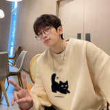 Men's Oversized Hoodie White Fashion 5XL Funny Hoodies Oversize for Men Cat Print Man Casual Wear Hoody Male Sweatshirt jinquedai