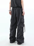 Korean Parachute Cargo Pants Men Hip Hop Wide Leg Cargo Trousers Male Streetwear Loose Casual Men Clothing Safari Style jinquedai