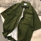 Shirts Men Solid Handsome Casual Ulzzang Loose Chic All-match Male Clothing Fashion Summer Soft Simple рубашки мужские Popular jinquedai