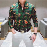 Jinquedai Trendy Personalized Printed Men's Comfortable Shirt for Early Spring New High-end Top jinquedai