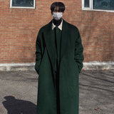 Long Woolen Coat Men Autumn Winter Korean Fashion Loose Thick Trench 2023 Solid Color Over Knee Male Jacket jinquedai