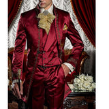 Jinquedai Men Suits White Red Tuxedo Wedding Jacket Pants Vest Three Piece Elegant Formal Party Blazer Hombre Trajes De Costume