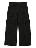 High street retro casual large pocket overalls men's and women's new summer high waist loose straight tube draped wide leg pants jinquedai