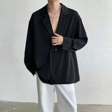 Jinquedai Korean Oversized Shirt Men Fashion Society Men Dress Shirt Casual Loose Long Sleeved Shirt Men Black White Formal Shirts M-XL jinquedai