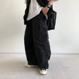 Japanese Wide Leg Cargo Pants Men Vintage Oversize Cargo Trousers Male Loose Casual Streetwear Hip Hop Pocket Autumn jinquedai