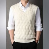 Jinquedai Fleeced Warm Sweaters Male Thick Sleeveless Men's Knitted Vest Harajuku High Quality Y2k Korean Fashion Top Cashmere Waistcoat jinquedai