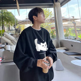 Men's Oversized Hoodie White Fashion 5XL Funny Hoodies Oversize for Men Cat Print Man Casual Wear Hoody Male Sweatshirt jinquedai