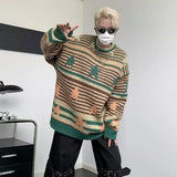 Y2K Star Sweater Men Harajuku Striped Knitted Pullovers Jumpers Male Tops Oversize Purple Winter Streetwear Hip Hop jinquedai