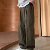 Jinquedai  Summer Baggy Cool Wide Ice Silk Business Thin Loose Cooling Straight Men's Casual Pants Office Trend Y2k Male Trousers jinquedai