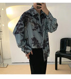 Jinquedai Fashion Streetwear Korean Printing Loose Turn-down Collar Man Long Sleeve Men's Clothing Button Spring Summer Thin Shirts Tops jinquedai