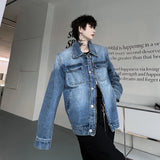 Jinquedai Patchwork Men's Denim Jackets Irregular Design Turn-down Collar Large Pockets Male Short Coats 2024 Spring New Fashion jinquedai